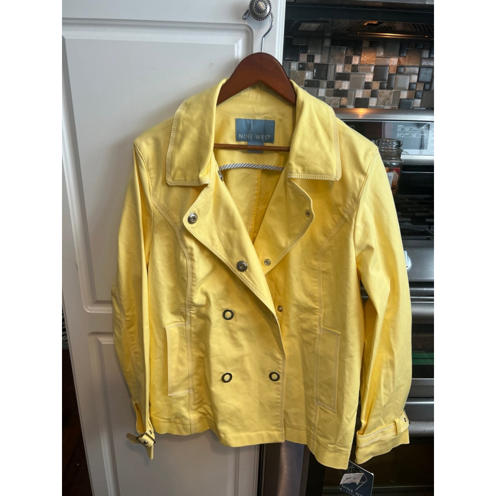 NWT Nine West Yellow Pea Coat Size XL - Picture 8 of 9